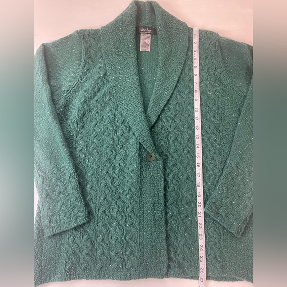 Islander Merino Wool and Cashmere Blend One-Button Cardigan Made In Ireland LG - Picture 3 of 6